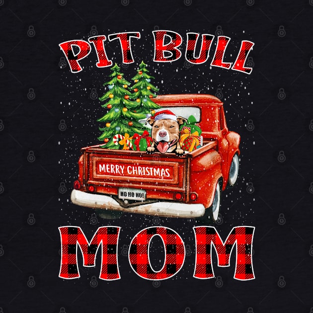 Christmas Pit Bull Mom Santa Hat Truck Tree Plaid Dog Mom Christmas by intelus